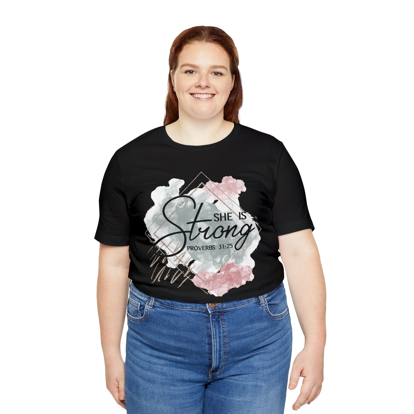 She Is Strong Shirt, Faith T-Shirt, Religious Tee, Gift for Christian Friend (Faith-57)