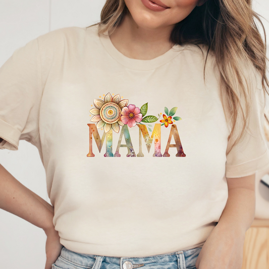 Mama Flowers Shirt, Mother's Day Gift, Mom Tee, Mama Floral Tshirt (Mom-43)