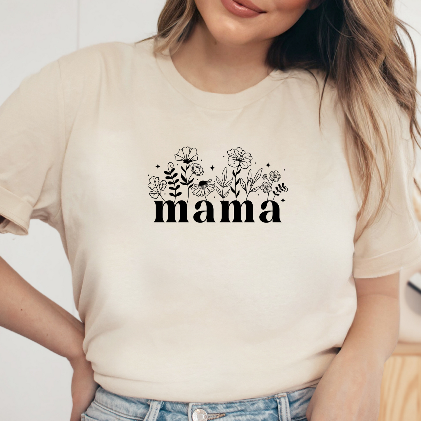 Flowers Mama Shirt, Mother's Day Gift, Floral Mom Tee, Mama Tshirt (Mom-57)