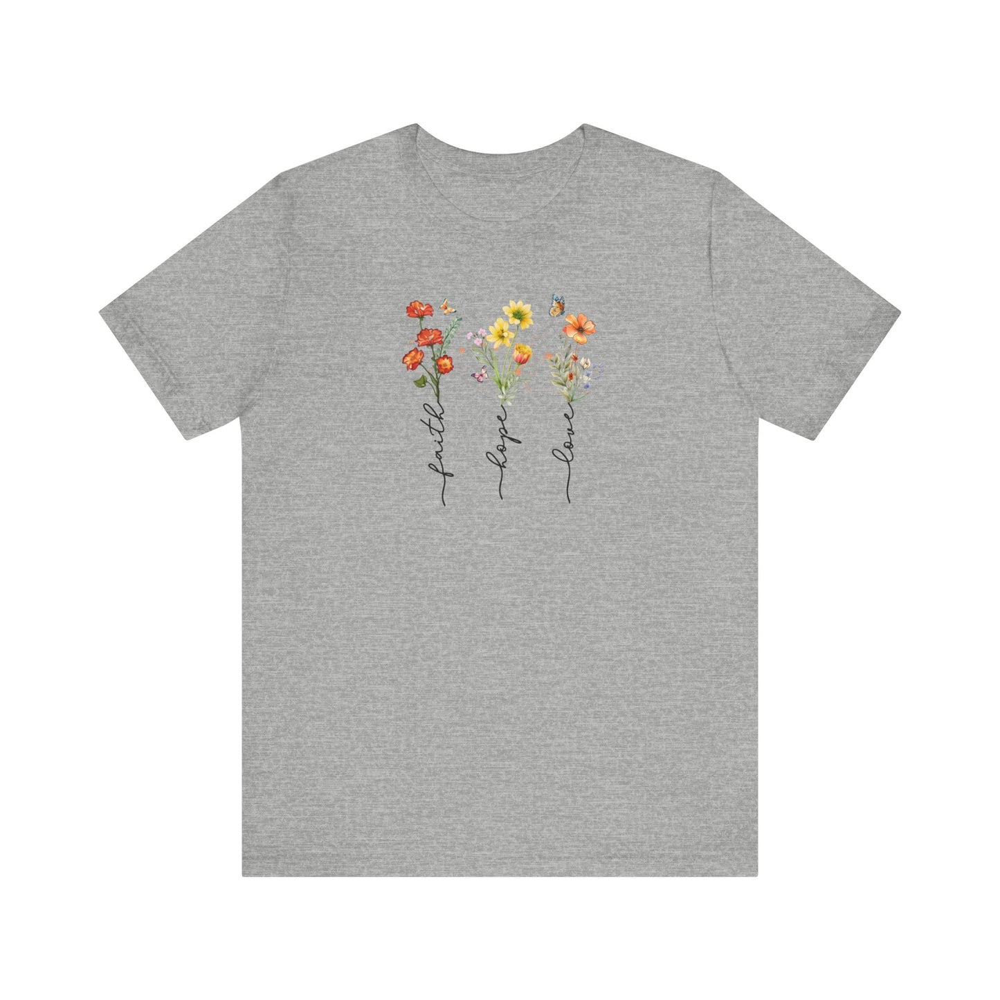 Faith Hope Love Shirt, Mother's Day Gift, Mom Floral Tee, Mama Tshirt (Mom-21)