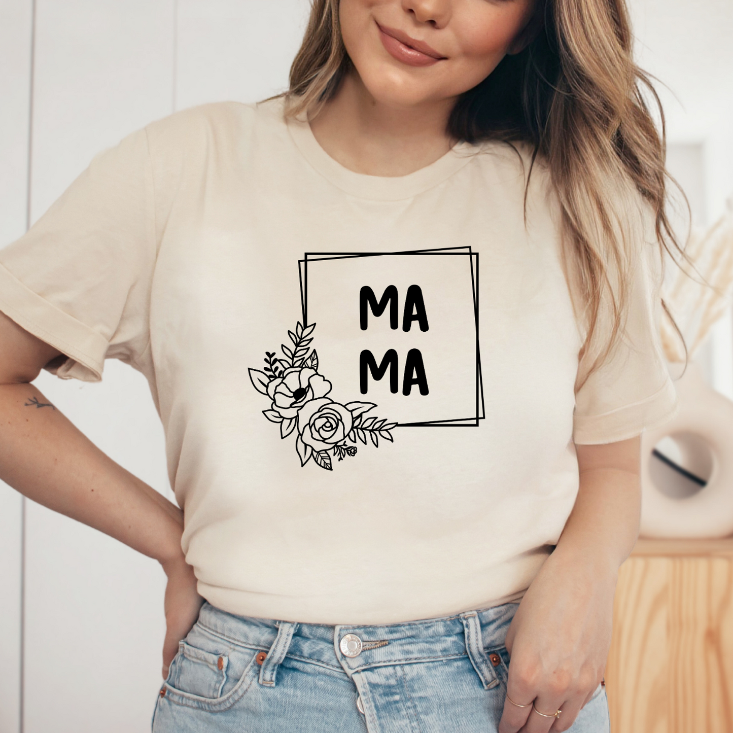 Mama Flowers Shirt, Mother's Day Gift, Mom Tee, Mama Tshirt (Mom-07)
