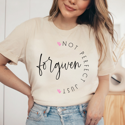 Not Perfect Just Forgiven Shirt, Christian Shirt, Religious Shirt, Faith Tee (Faith-28)