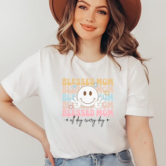 Blessed Mom Flower Shirt, Mother's Day Gift, Mom Tee, Mama Tshirt (Mom-10)