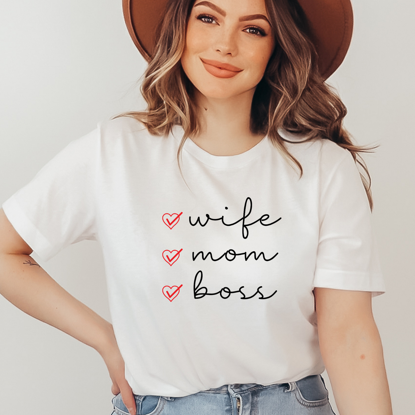 Wife Mom Boss Shirt, Mother's Day Gift, Mom Tee, Mama Tshirt (Mom-11)