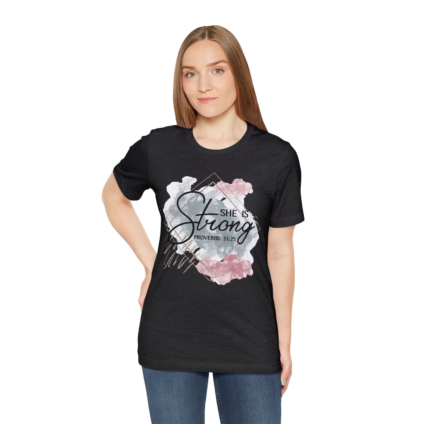 She Is Strong Shirt, Faith T-Shirt, Religious Tee, Gift for Christian Friend (Faith-57)