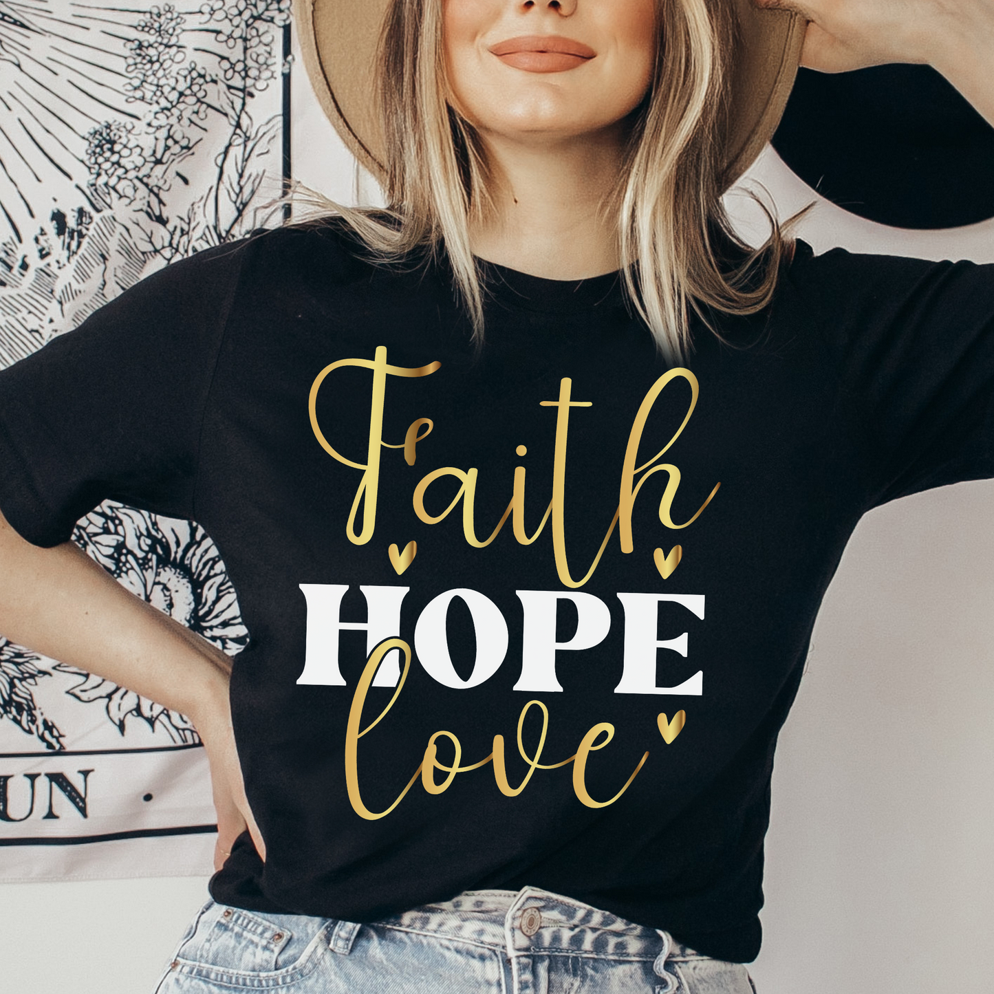 Faith Hope Love Shirt, Christian Shirt, Religious Shirt, Faith Tee (Faith-41)