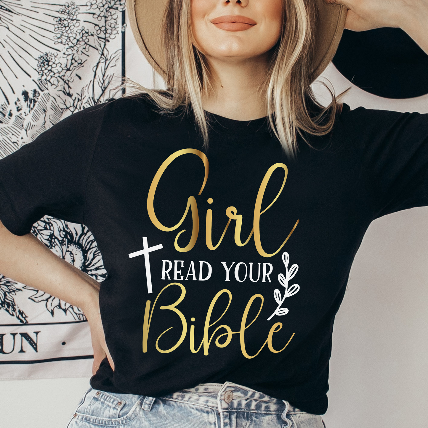 Girl Read Your Bible Shirt, Christian Shirt, Religious Shirt, Faith Tee (Faith-46)