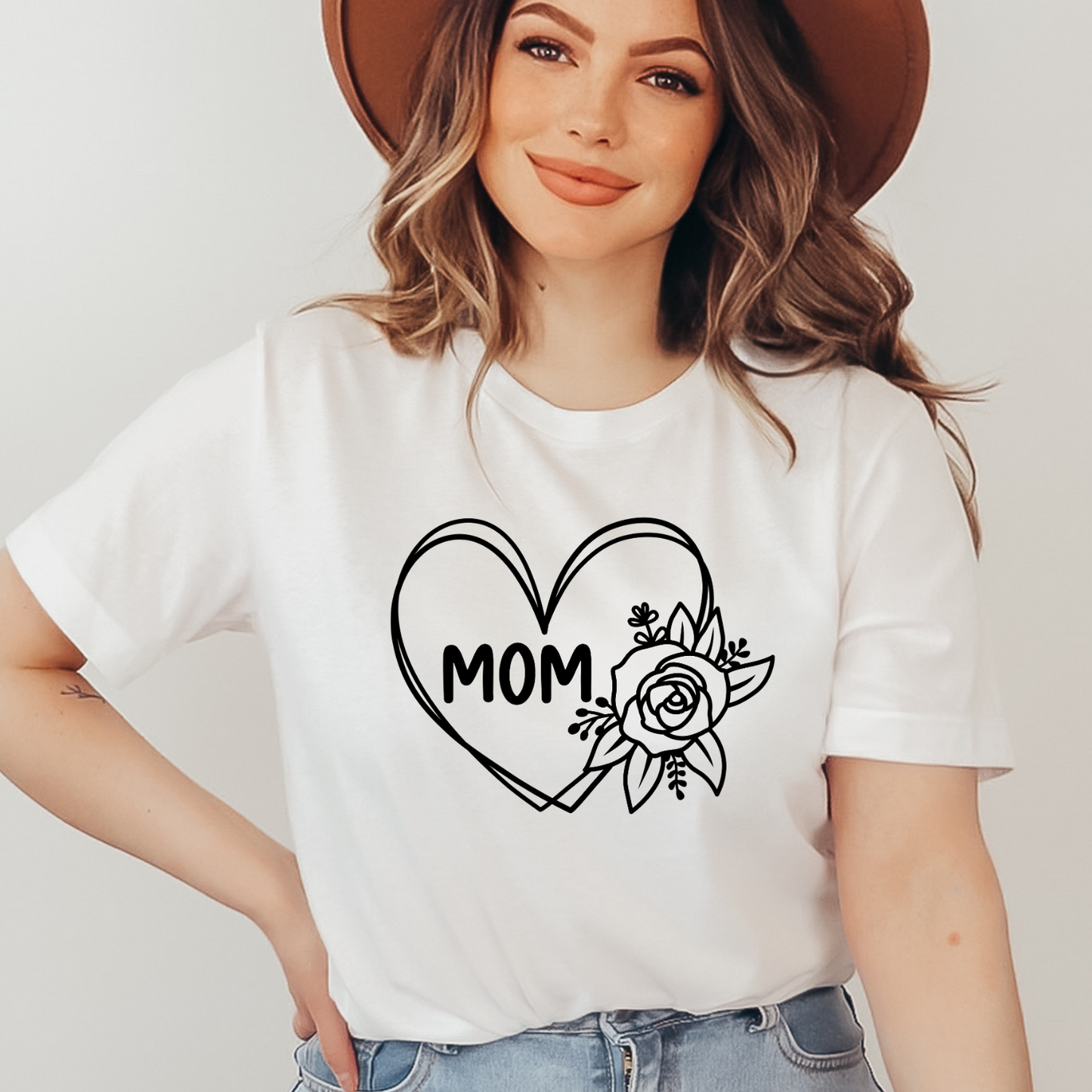 Mom Heart Floral Shirt, Mother's Day Gift, Mom Tee, Mama Tshirt (Mom-01)