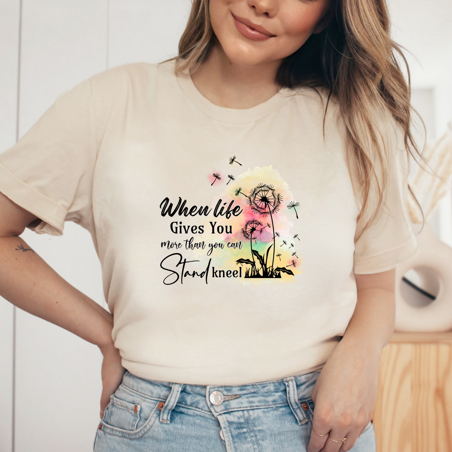 When Life Gives You More Than You Can Stand Kneel Shirt, Mother's Day Gift, Mom Flower Tee, Mama Tshirt (Mom-17)