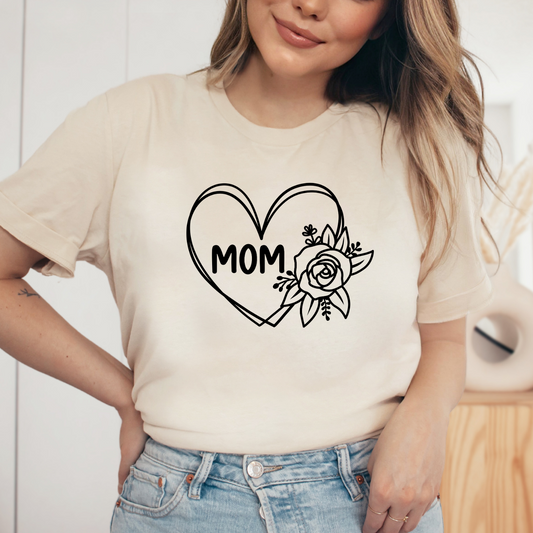 Mom Heart Floral Shirt, Mother's Day Gift, Mom Tee, Mama Tshirt (Mom-01)
