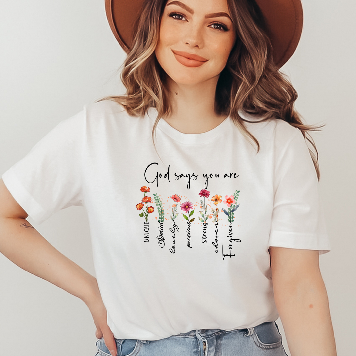 God Says You Are Shirt, Mother's Day Gift, Mom Tee, Mama Floral Tshirt (Mom-23)