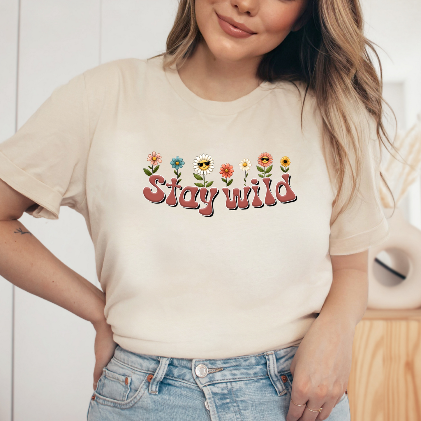 Stay Wild Flower Shirt, Mother's Day Gift, Mom Floral Tee, Mama Tshirt (Mom-29)