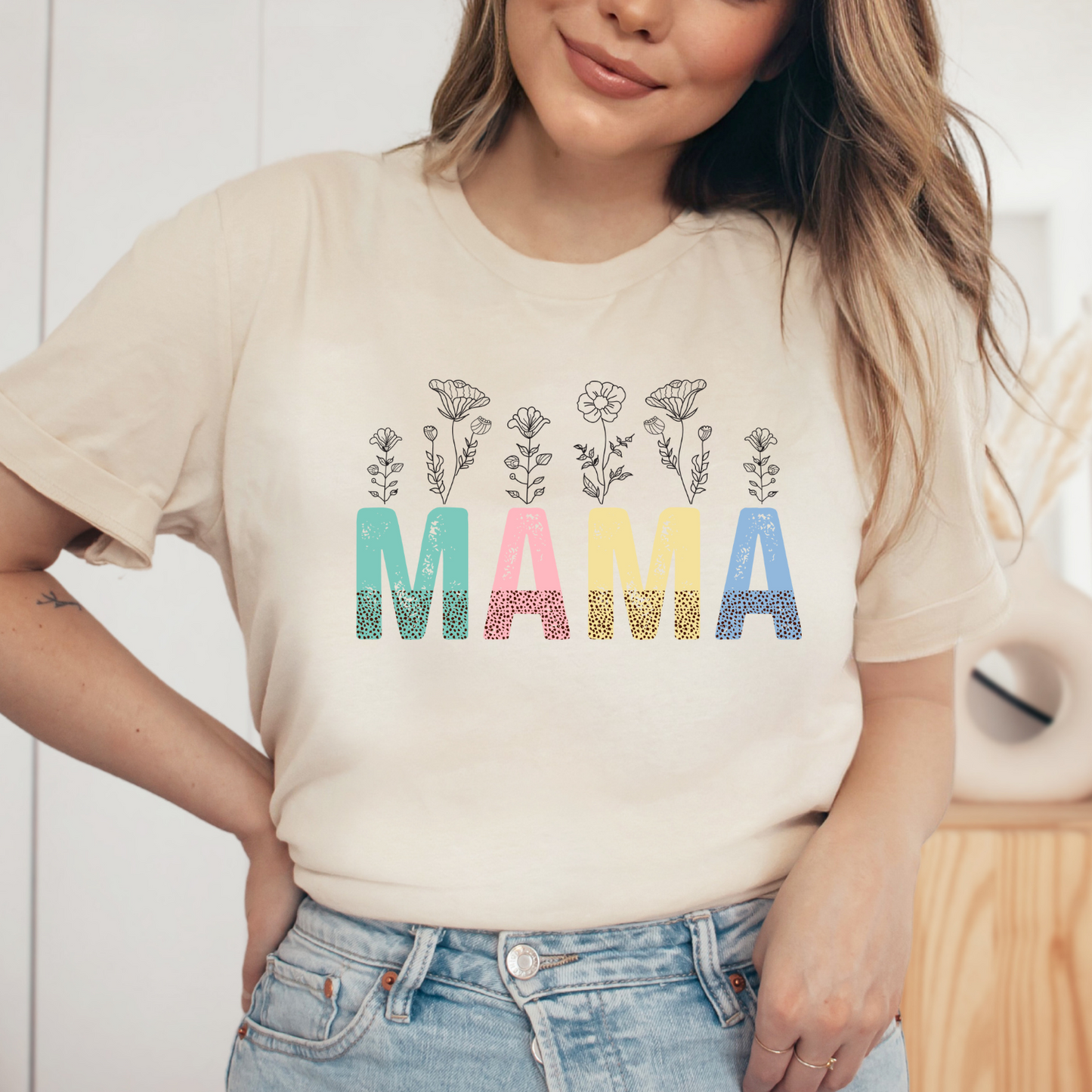 Mama Flower Shirt, Mothers Day Gift, Mama Tee, Mom Tshirt (MOM-02)